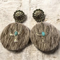 Genuine Leather Cactus Charm Earrings - Gray