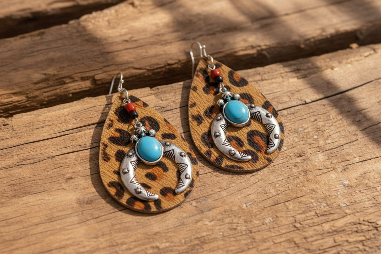 Leopard Fur Squash Blossom Earrings