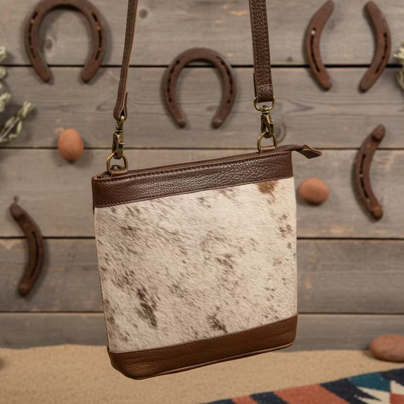 Hair on Genuine Leather Crossbody Handbag
