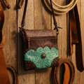 Floral Embossed Genuine Leather Western Crossbody