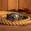 Silver Western Navajo Turquoise Beads Bracelet