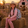 Highland Cows Flowers Kids Blue Backpack