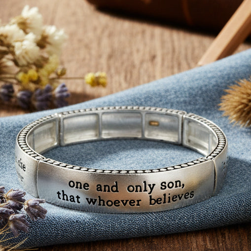Bible Prayer John 3:16 Cross Bar Stretch Bracelet