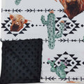 Highland Cow Cactus Pumpkin Western Baby Blanket
