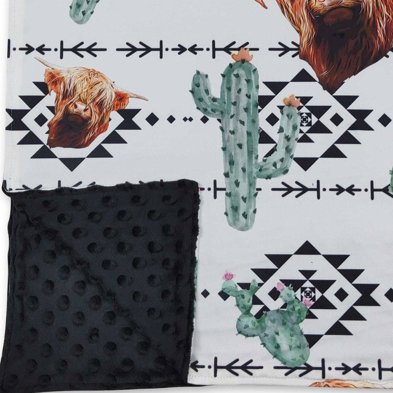Highland Cow Cactus Pumpkin Western Baby Blanket