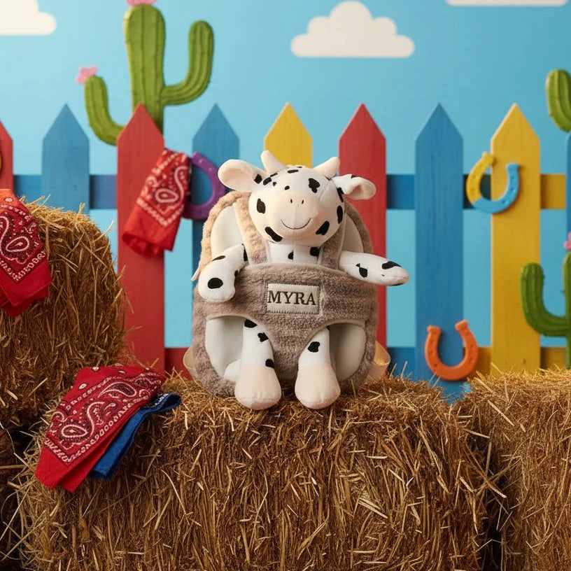 Little Moo Kids Backpack in Toffee Ranch