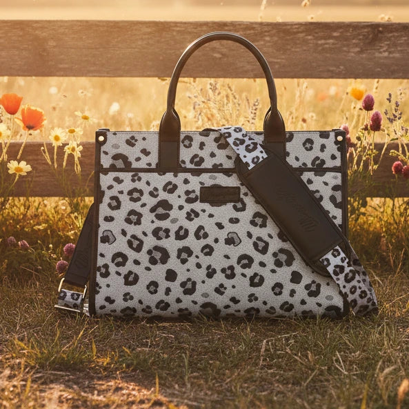 Wrangler Leopard Print Canvas Oversized Tote with Adjustable Strap