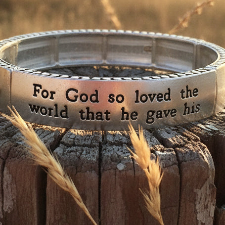 Bible Prayer John 3:16 Cross Bar Stretch Bracelet