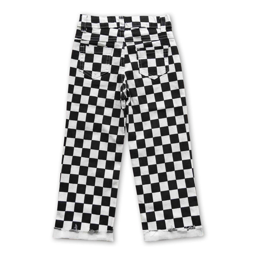Black Checked Hole Baby Jeans