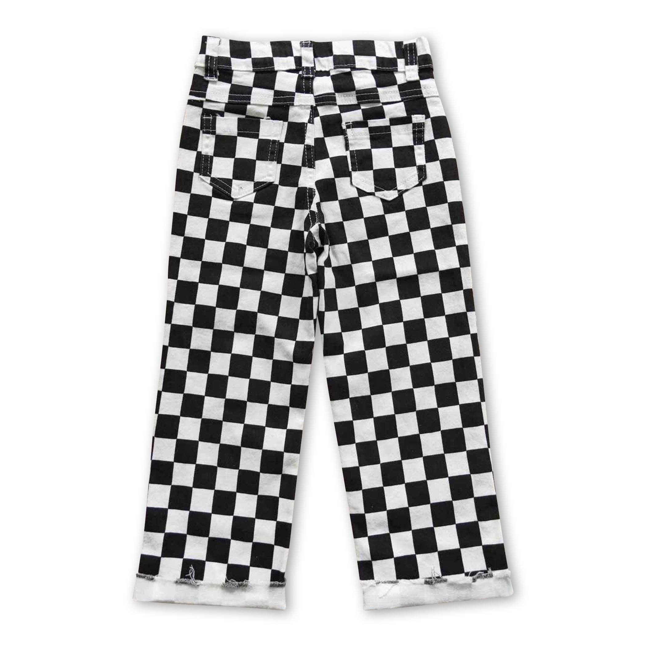 Black Checked Hole Baby Jeans