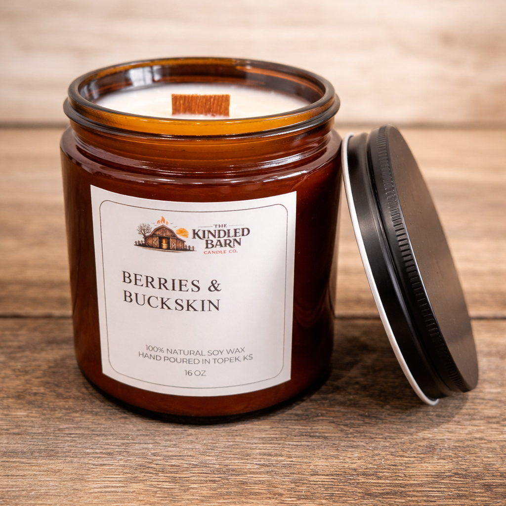 16 oz Amber Glass - Wood Wick