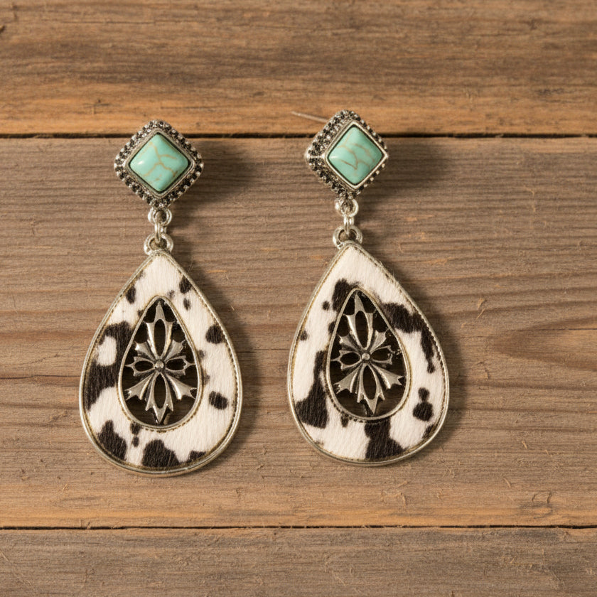 Hide and Halo Earrings in Turquoise