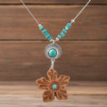 Grassland Bloom Hand Tooled Leather Necklace