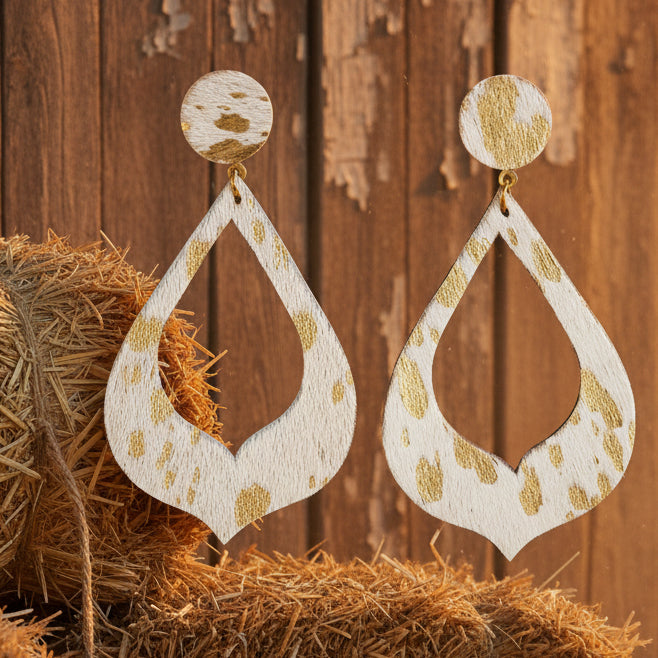 Mystique Hair-On Hide Leather Earrings