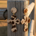 Cross Hair-on Hide Earrings