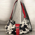 Faux Leather Buckle Baguette Shoulder Bag - Cow Print/Red