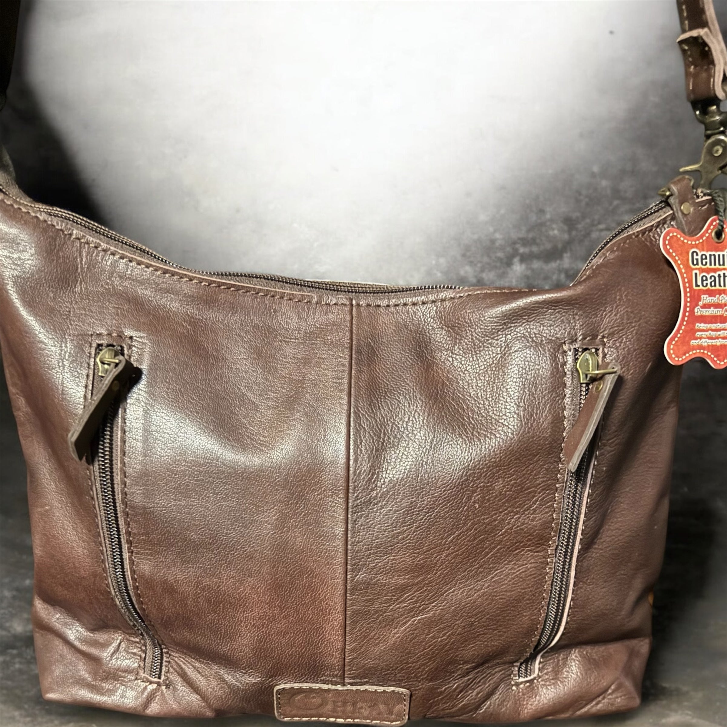 Genuine Leather Crossbody Western Bag - Turquoise and Cow Hide