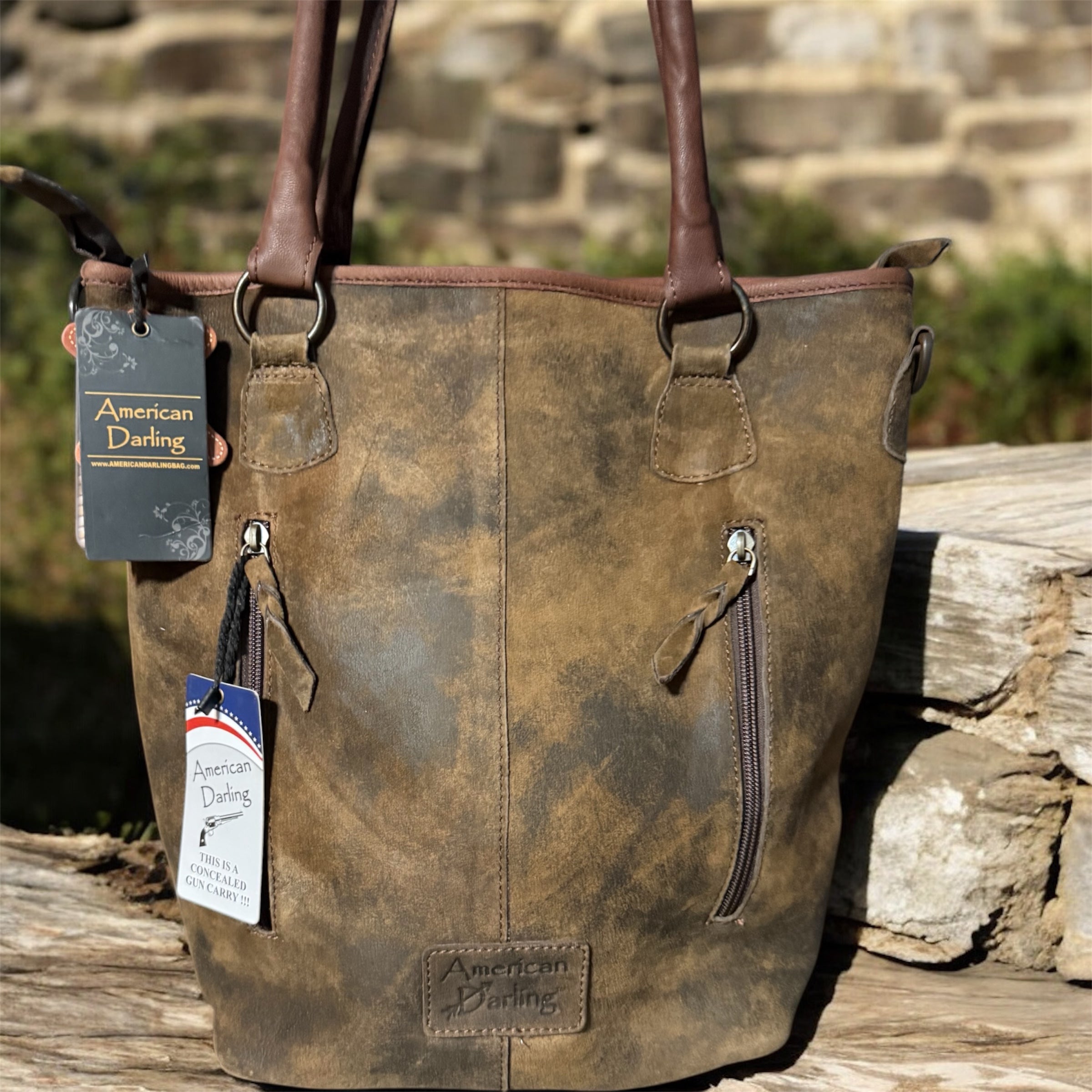 Genuine Western Leather Tote - Dark Brown