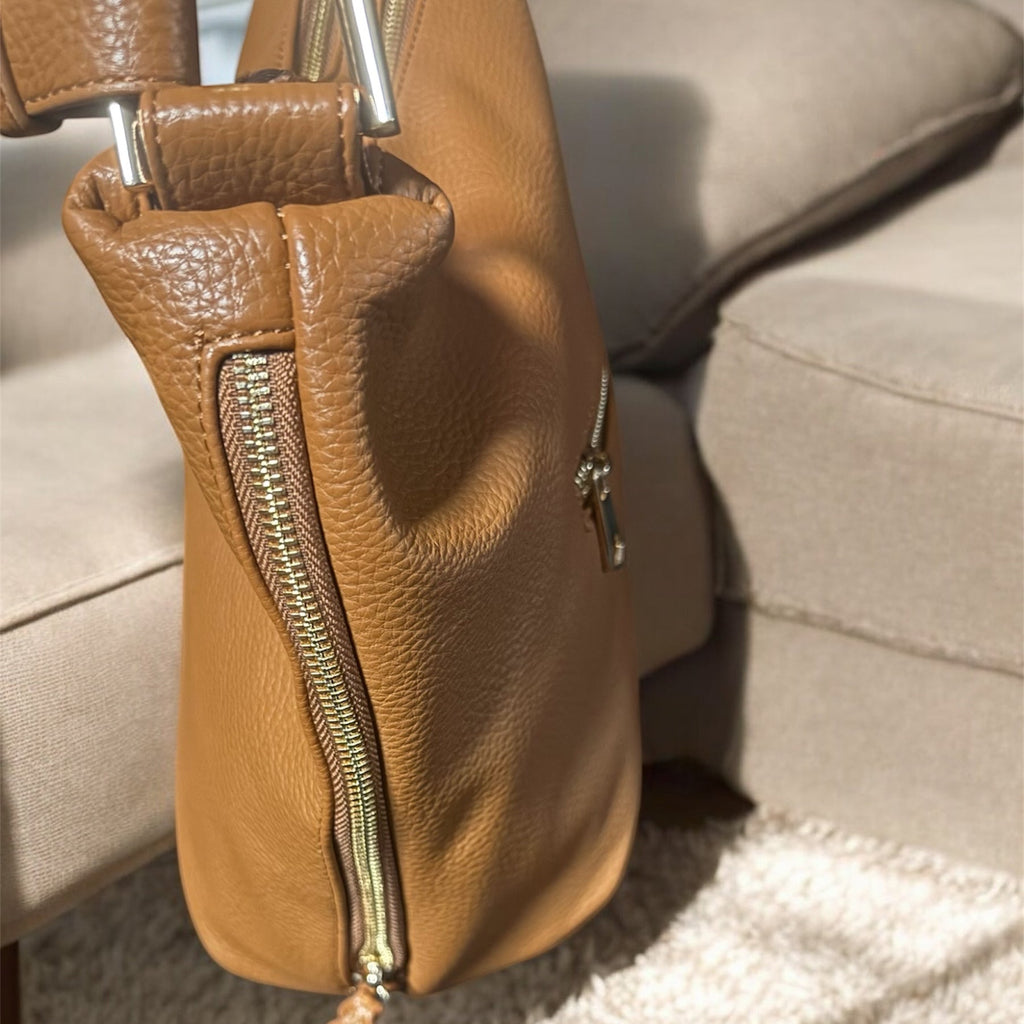 Faux Leather Sammie Double Zip Hobo Bag