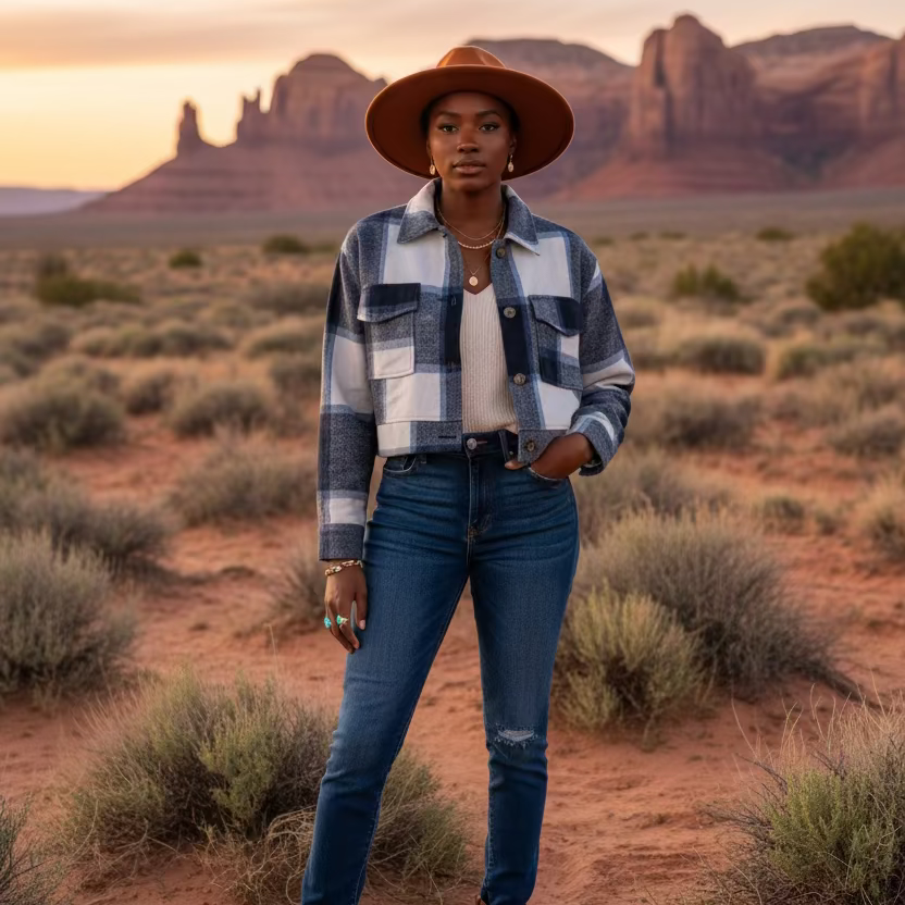Retro Plaid Short Shirt Jacket