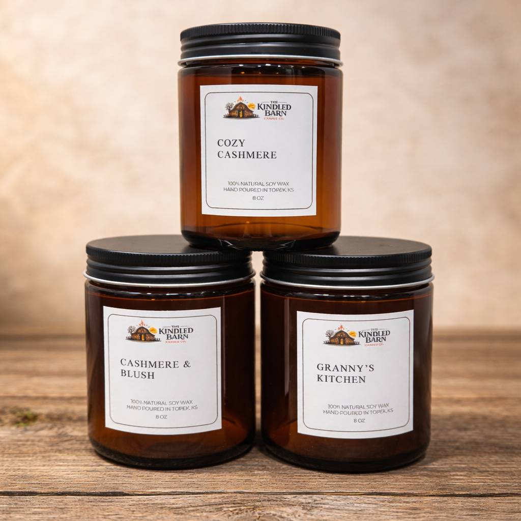 8 oz Amber Glass - Wood Wick