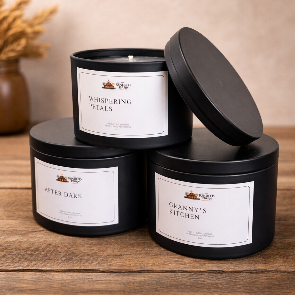 8 oz Black Tin - Cotton Wick