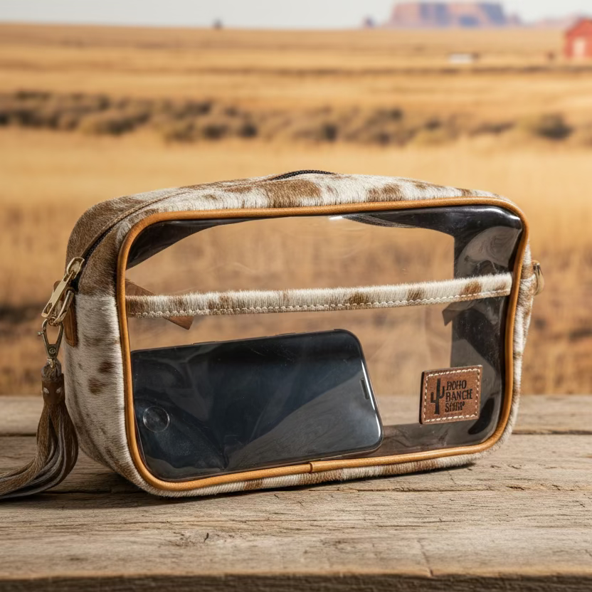 Clear Genuine Cowhide Crossbody Festival Purse