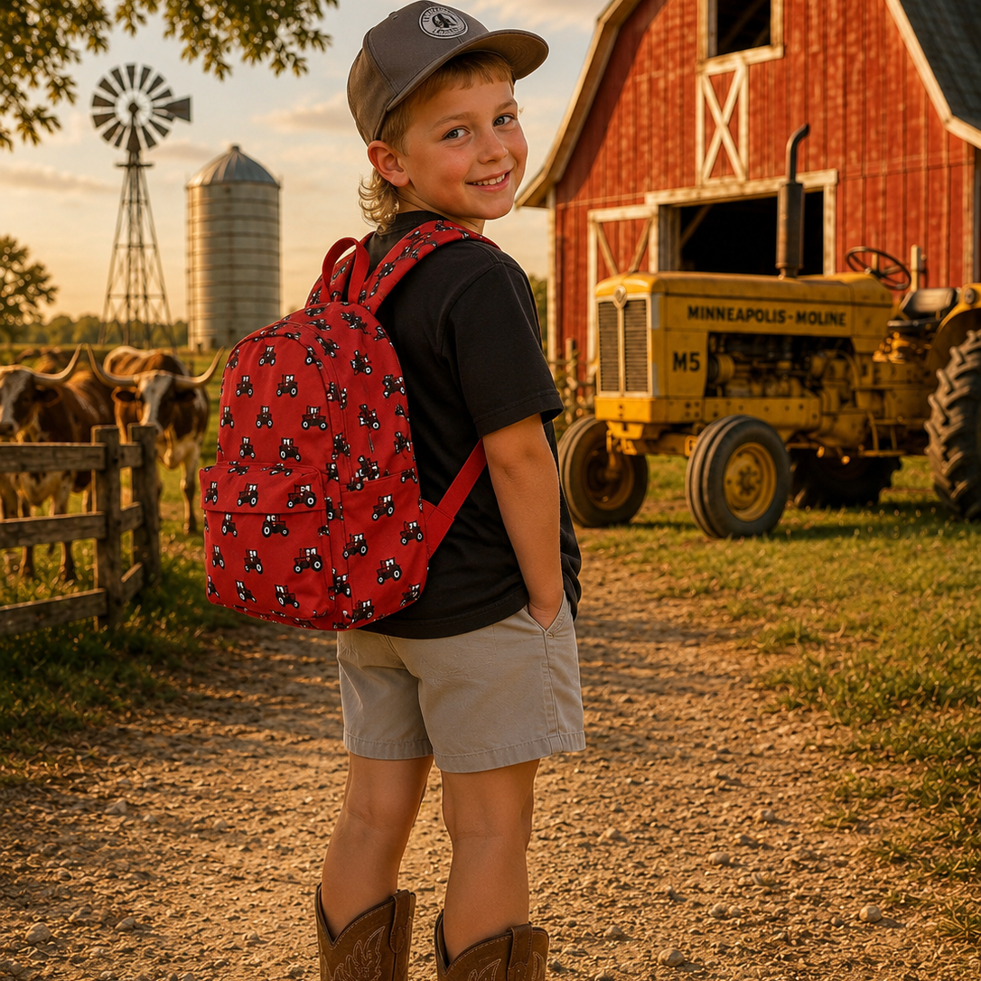 Red Tractors Kids Backpack