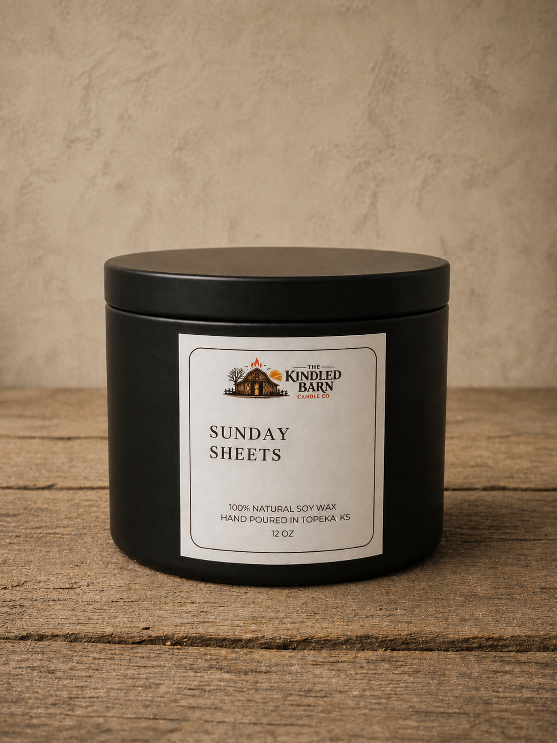 12 oz Black Tin - Cotton Wick