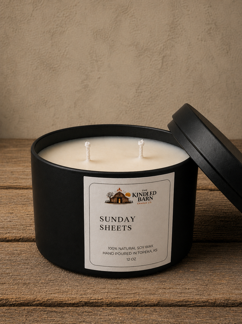 12 oz Black Tin - Cotton Wick