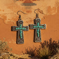 Native Cross Turquoise Beaded Earrings