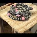 3pc Navaho Style Bead Stretch Bracelet - Pink