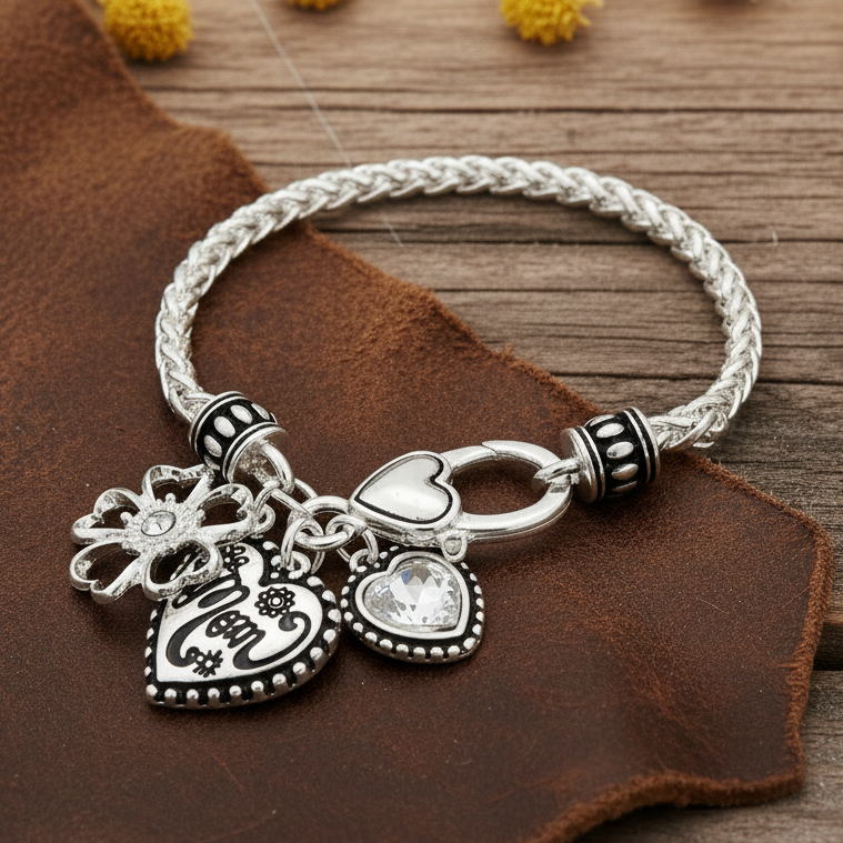 Mom Heart Flower Angelic Bracelet