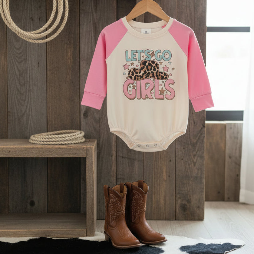 Let's Go Girls Hat Baby Kids Western Romper