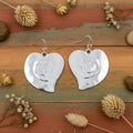 Layered Heart Silver Dangle Earrings